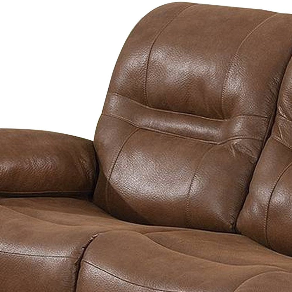 41 Inch leatherette Reclining Sofa with USB Port Brown By Casagear Home BM232084