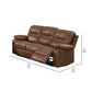 41 Inch leatherette Reclining Sofa with USB Port Brown By Casagear Home BM232084