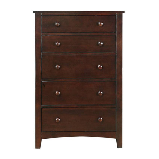 Logan Tall Dresser Chest | 48" | 5 Drawer | Round Knobs | Brown