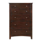 48 Inches 5 Drawer Wooden Chest with Round Knobs, Brown By Casagear Home