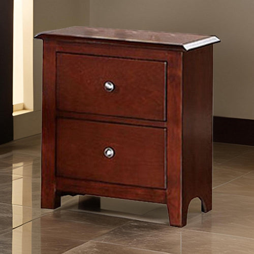 Logan Nightstand | 25" | 2 Drawer | Metal Pull Handles | Brown