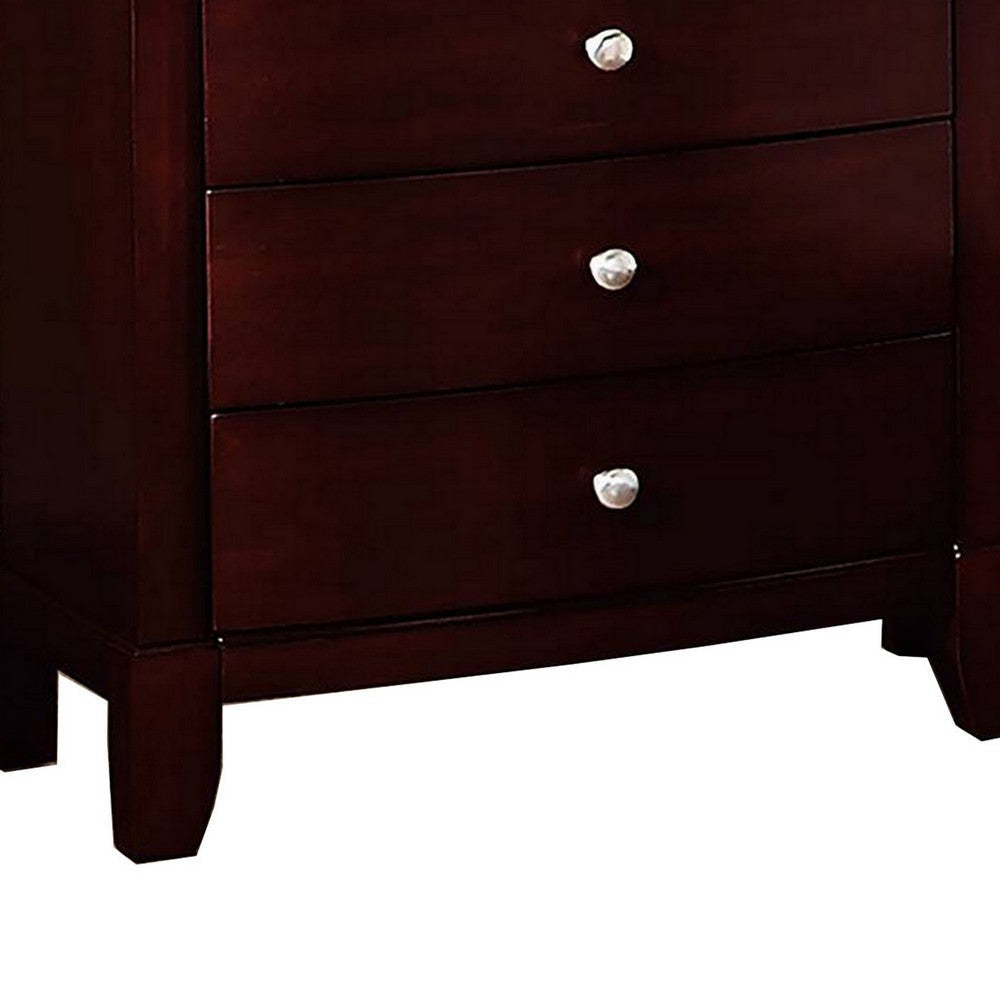 26 Inches 3 Drawer Wooden Nightstand with Chamfered Legs Brown By Casagear Home BM232106