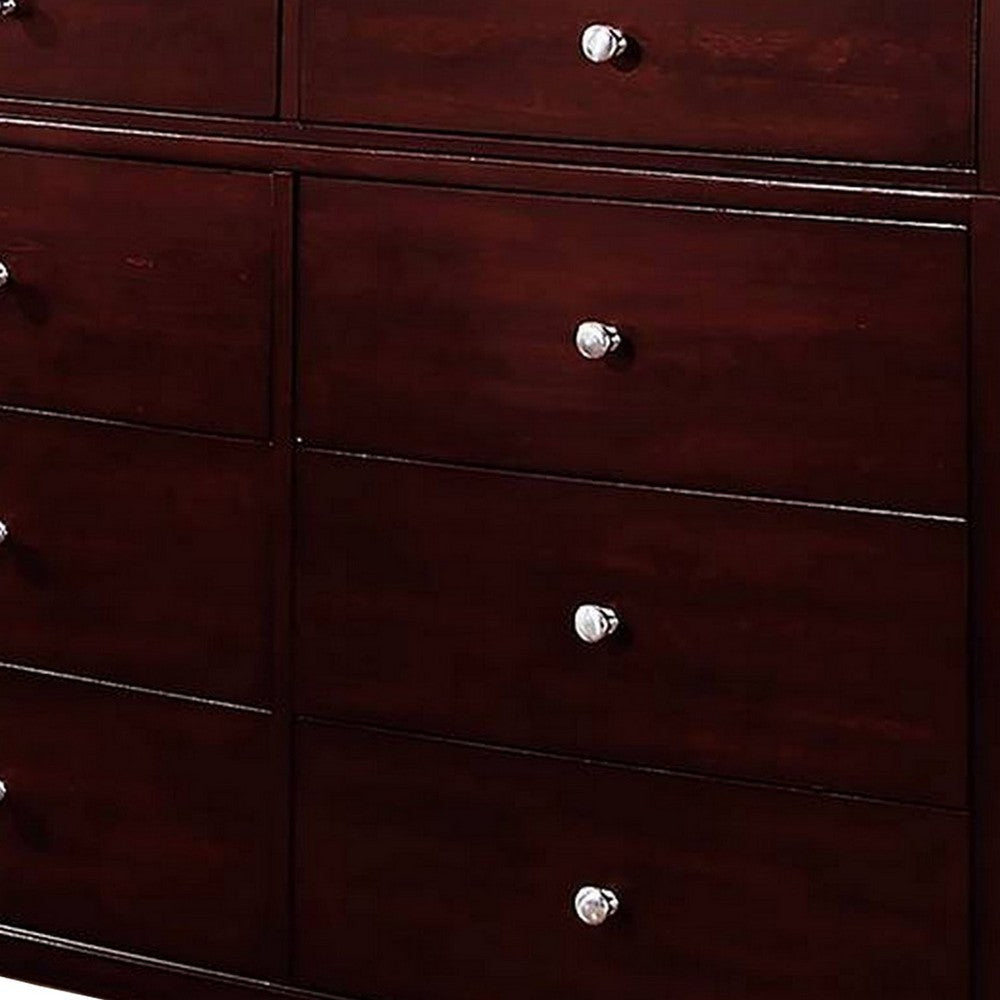 55 Inches 8 Drawer Wooden Dresser with Chamfered Legs Brown By Casagear Home BM232108