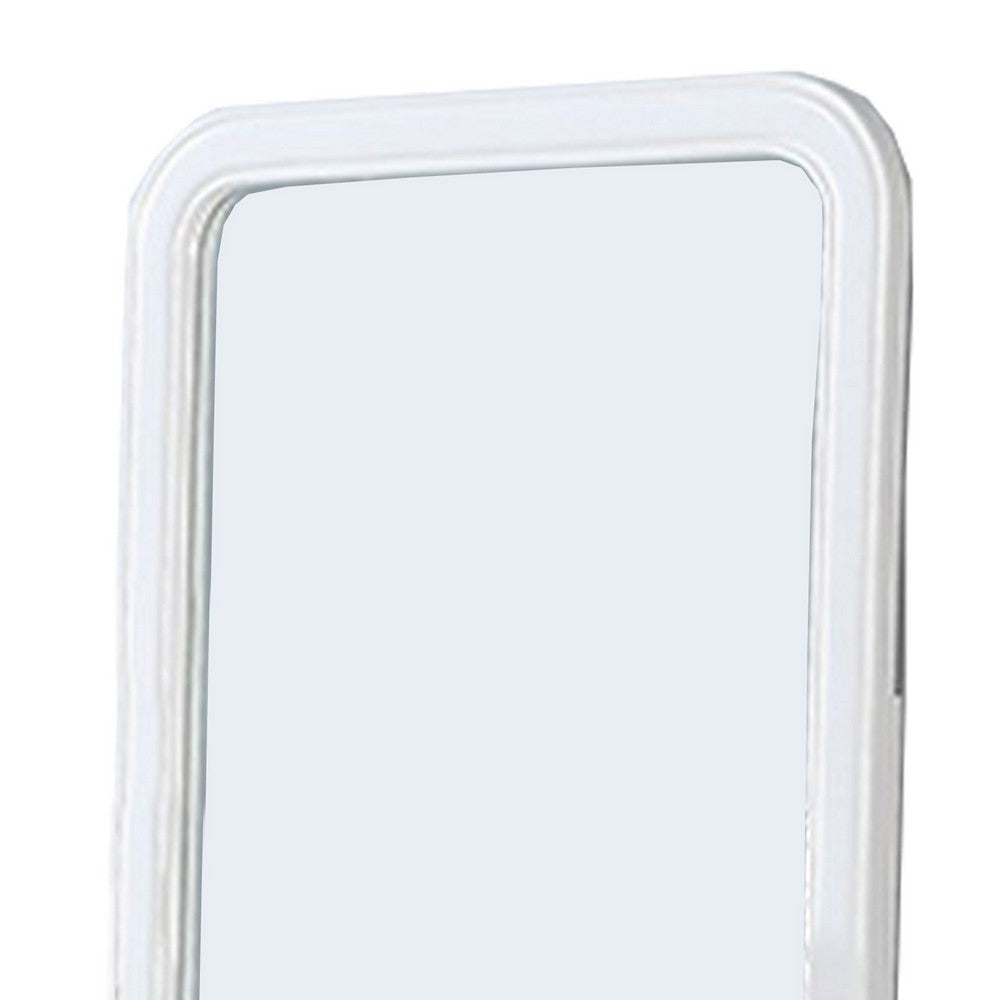 37 Inches Wooden Mirror with Curved Edges White BM232117
