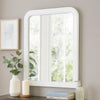 37 Inches Wooden Mirror with Curved Edges, White