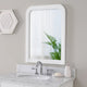 37 Inches Wooden Mirror with Curved Edges, White