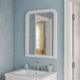 37 Inches Wooden Mirror with Curved Edges, White