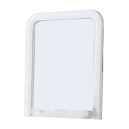 37 Inches Wooden Mirror with Curved Edges, White