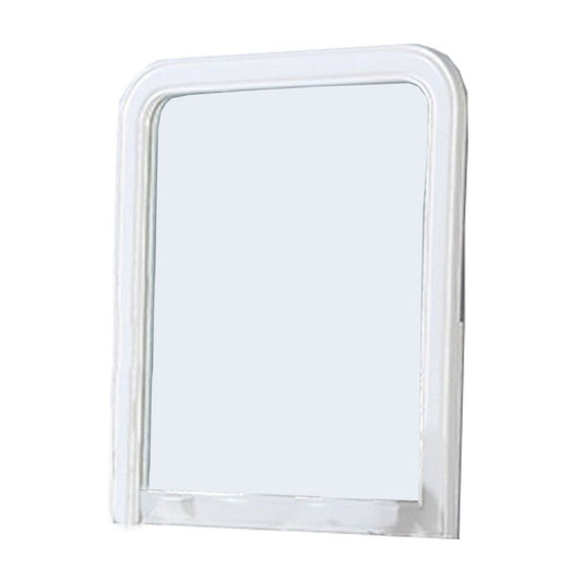 37 Inches Wooden Mirror with Curved Edges, White