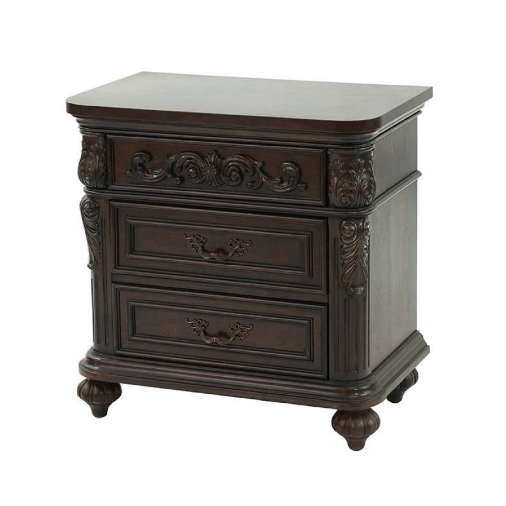 Logan Nightstand | 30’’ | 3 Drawer | Engraved Front | Brown BM232130