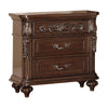 30 Inches 3 Drawer Engraved Wooden Nightstand, Brown By Casagear Home