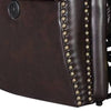 Nailhead Trim Leatherette Power Recliner Brown