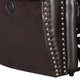 Nailhead Trim Leatherette Power Recliner Brown