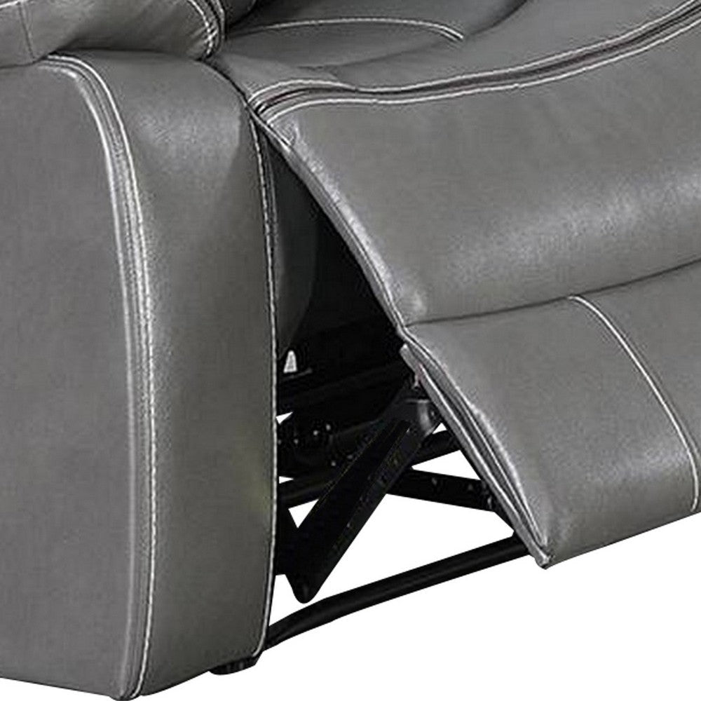 Leatherette Power Glider Recliner with USB Dock Gray BM232149