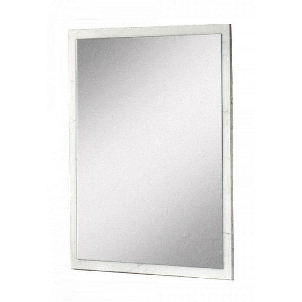 Kai Mirror | Vertical Frame | Faux Marble | White & Silver
