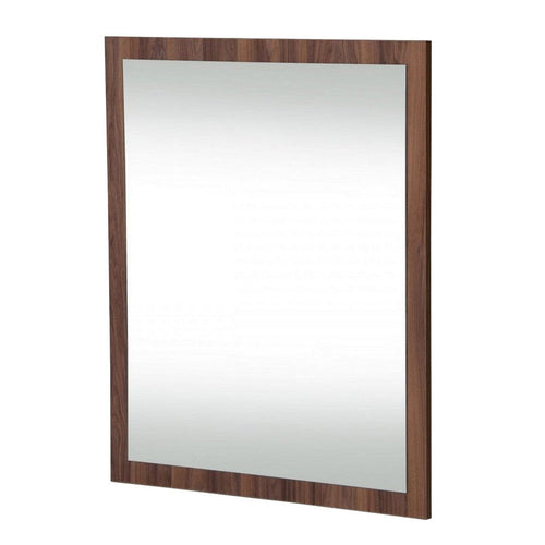 Rectangular Wall Mirror with Wooden Frame, Walnut Brown