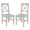 Wooden Dining Chair with X Shape Open Backrest, Gray, Set of 2