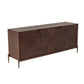 3 Door Wooden Buffet with Brass Handle and Feet, Brown By Casagear Home