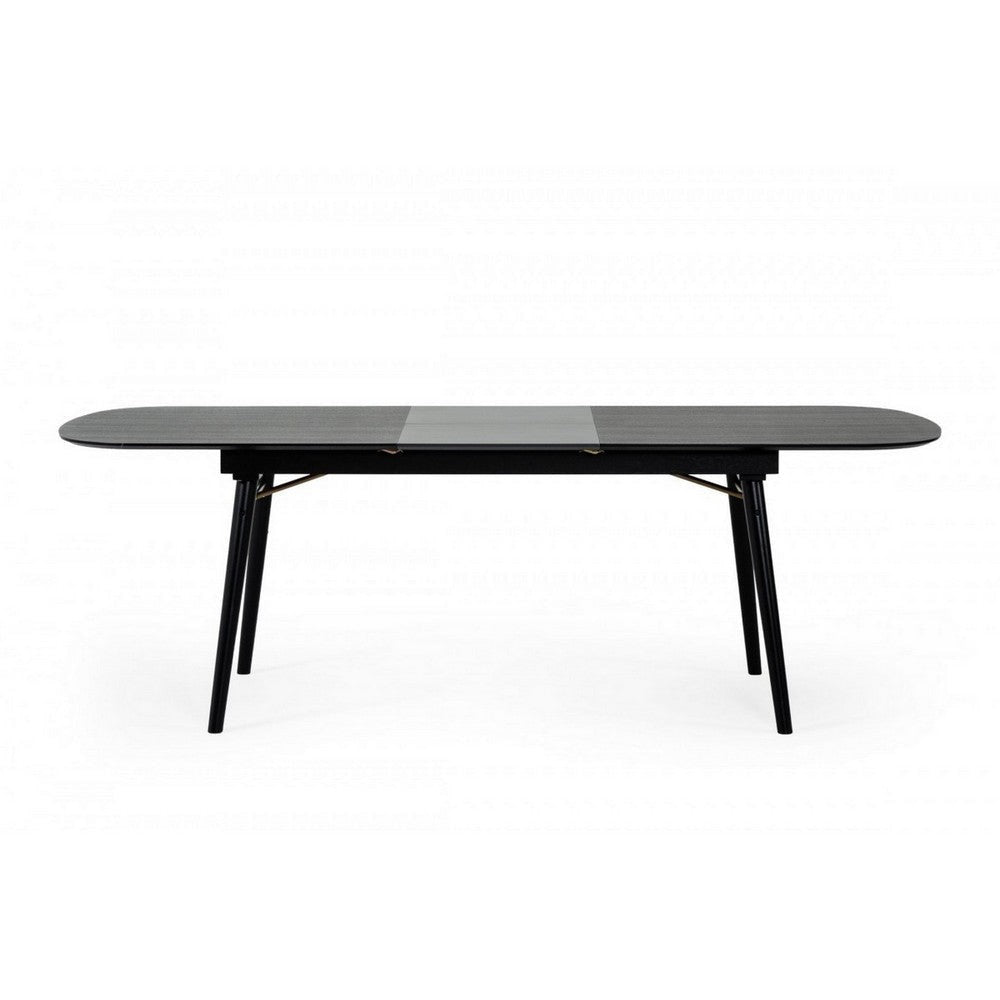 Obround Top Wooden Dining Table with Extendable Leaf Charcoal Gray By Casagear Home BM232240