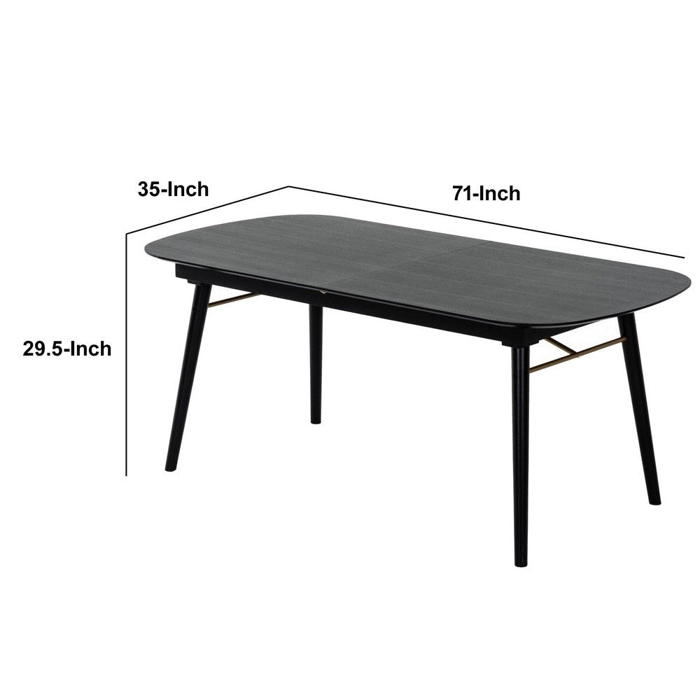 Obround Top Wooden Dining Table with Extendable Leaf Charcoal Gray By Casagear Home BM232240