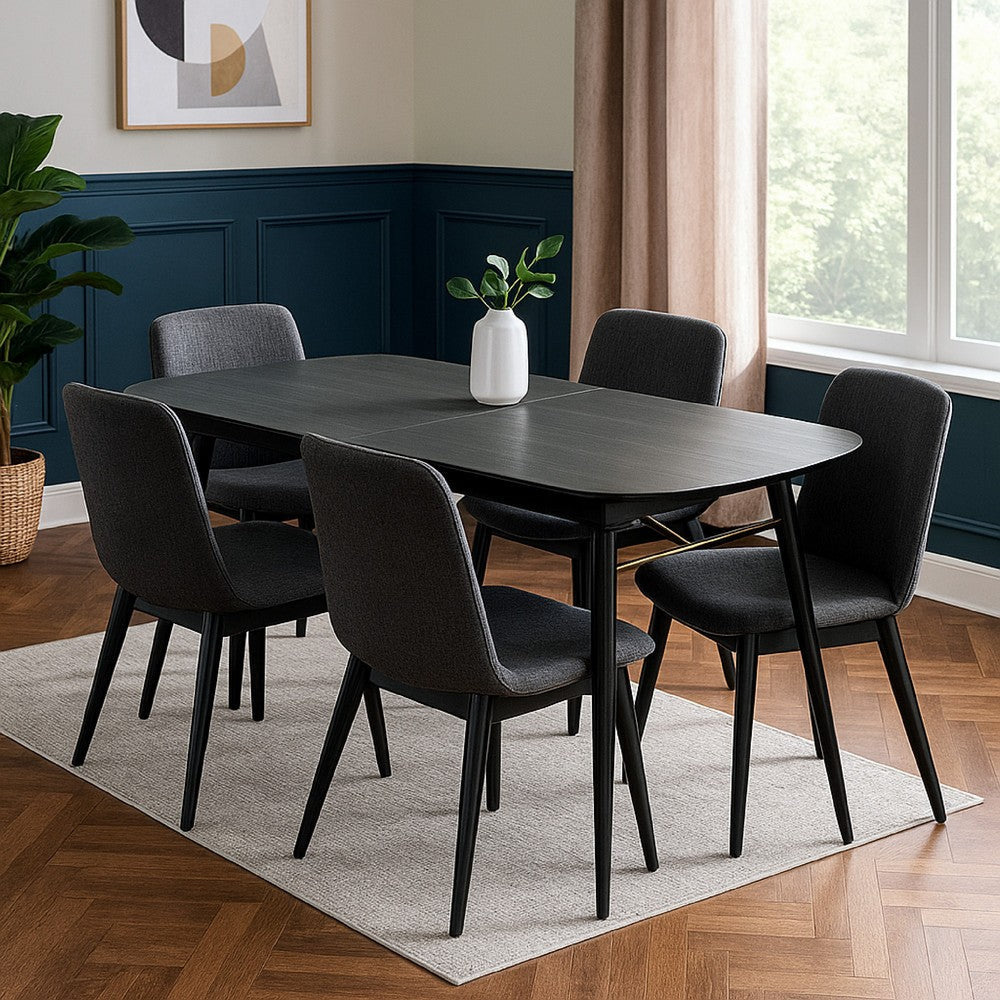 Logan Dining Table | Obround Top | Extendable Leaf | Charcoal Gray