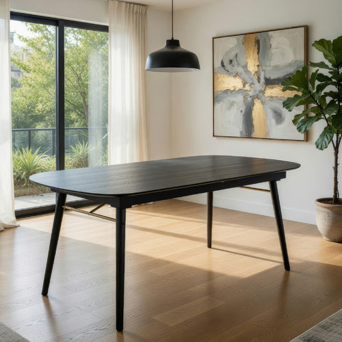 Logan Dining Table | Obround Top | Extendable Leaf | Charcoal Gray