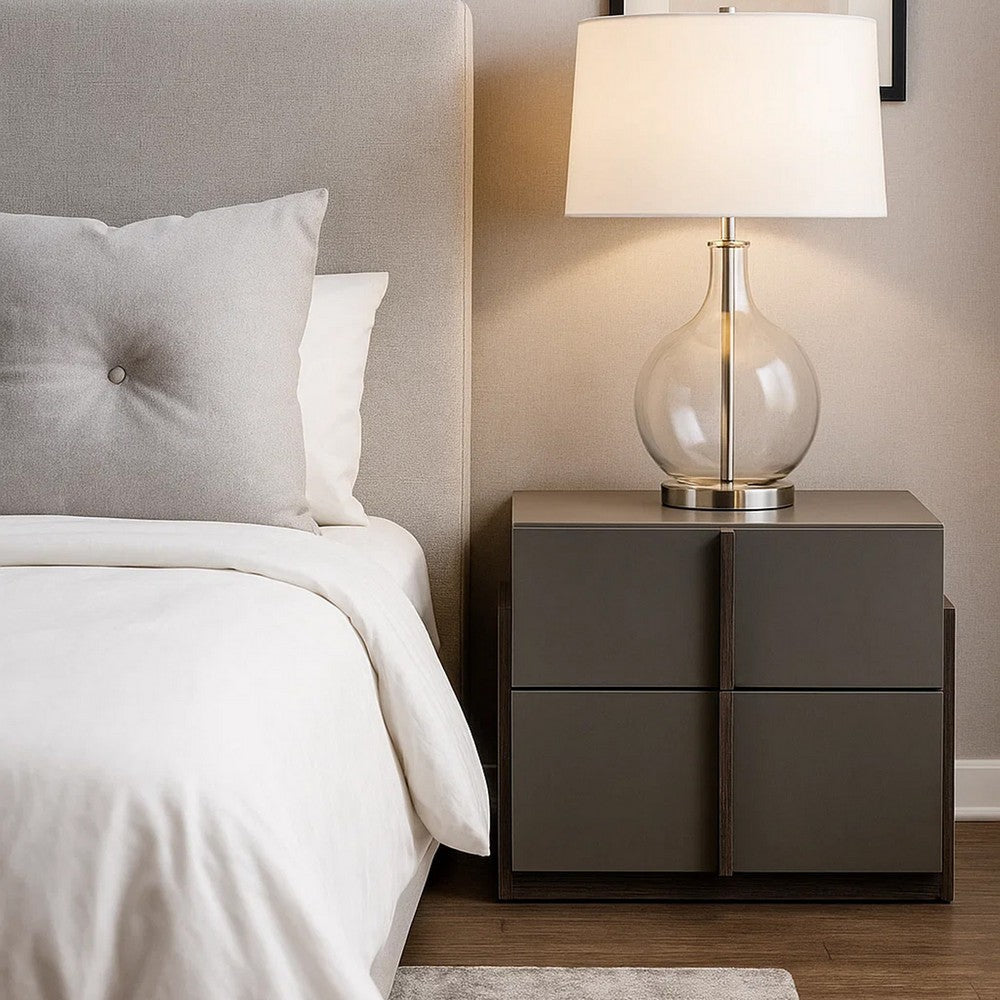 Logan Nightstand | Wood Frame | 2 Self Closing Drawers | Gray BM232250