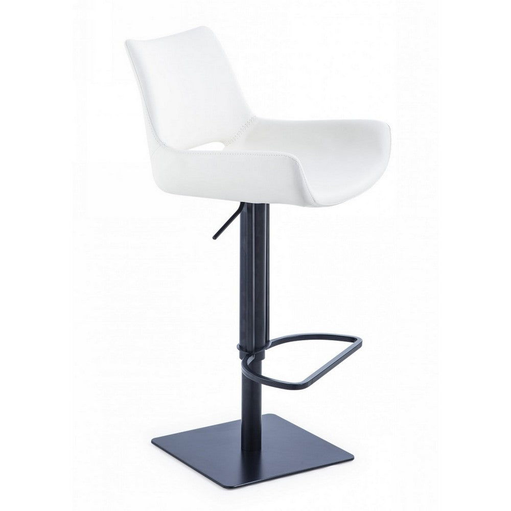 Ava Barstool | Swivel Faux Leather | Contoured Seat | White & Black