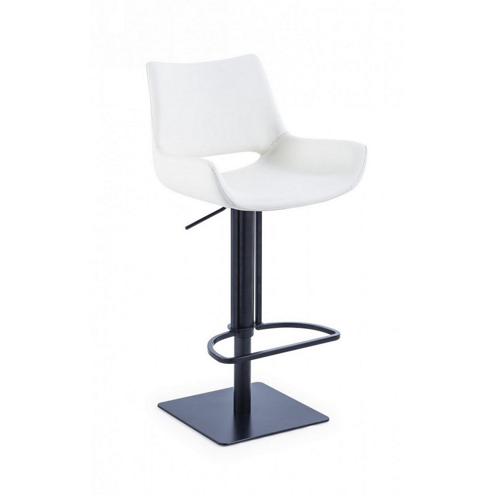 Swivel Faux Leather Bar Stool with Countered Seat White and Black By Casagear Home BM232279