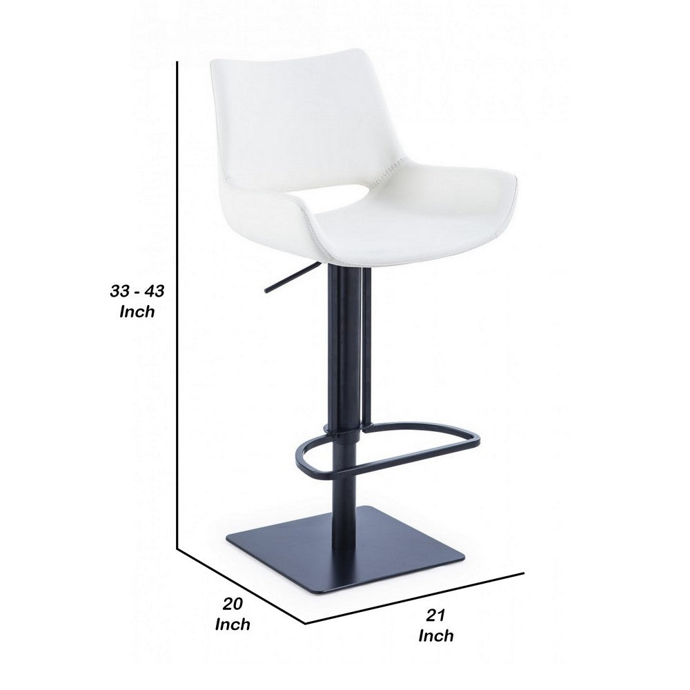 Swivel Faux Leather Bar Stool with Countered Seat, White and Black By Casagear Home