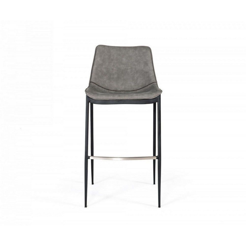 Counter Leatherette Barstool with Angled Tapered Legs Set of 2 Gray By Casagear Home BM232289