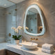Kai Wall Mirror | Irregular Beveled | Touch LED | Silver