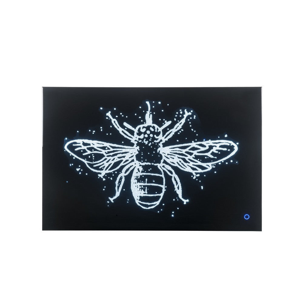 Rectangular Butterfly Wall Art with LED Black and Silver BM232519
