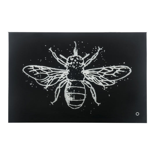 Rectangular Butterfly Wall Art with LED, Black and Silver