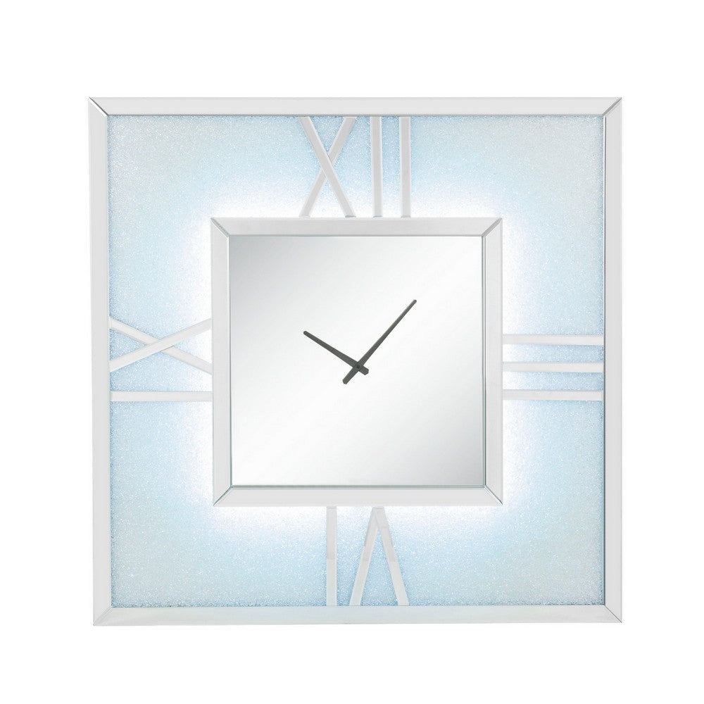 Analog Wall Clock with LED Light and Faux Gem Inlay Silver BM232525