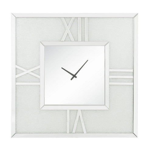 Analog Wall Clock with LED Light and Faux Gem Inlay, Silver