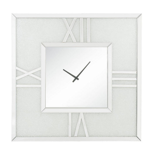 Analog Wall Clock with LED Light and Faux Gem Inlay, Silver