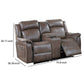 Fabric Manual Loveseat with 2 Cupholders and Console Brown By Casagear Home BM232605