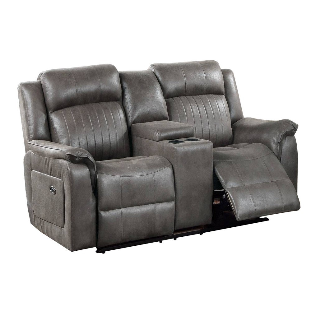 Nora Loveseat | Fabric Manual | Console | 2 Cupholders | Gray