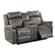 Nora Loveseat | Fabric Manual | Console | 2 Cupholders | Gray
