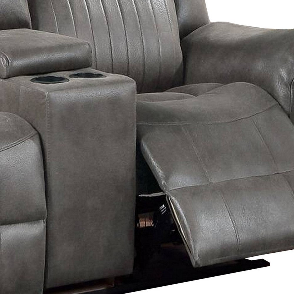 Nora Loveseat | Fabric Manual | Console | 2 Cupholders | Gray