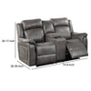 Fabric Manual Loveseat with 2 Cupholders and Console Gray By Casagear Home BM232608