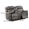 Nora Loveseat | Fabric Manual | Console | 2 Cupholders | Gray