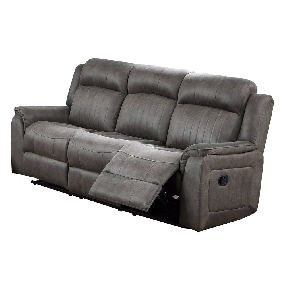 Fabric Manual Motion Sofa with Pillow Top Arms, Gray
