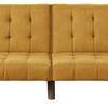 Fabric Adjustable Sofa with Tufted Details and Splayed Legs, Yellow By Casagear Home