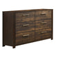 58 Inches 6 Drawer Wooden Dresser with Grains, Rustic Brown By Casagear Home