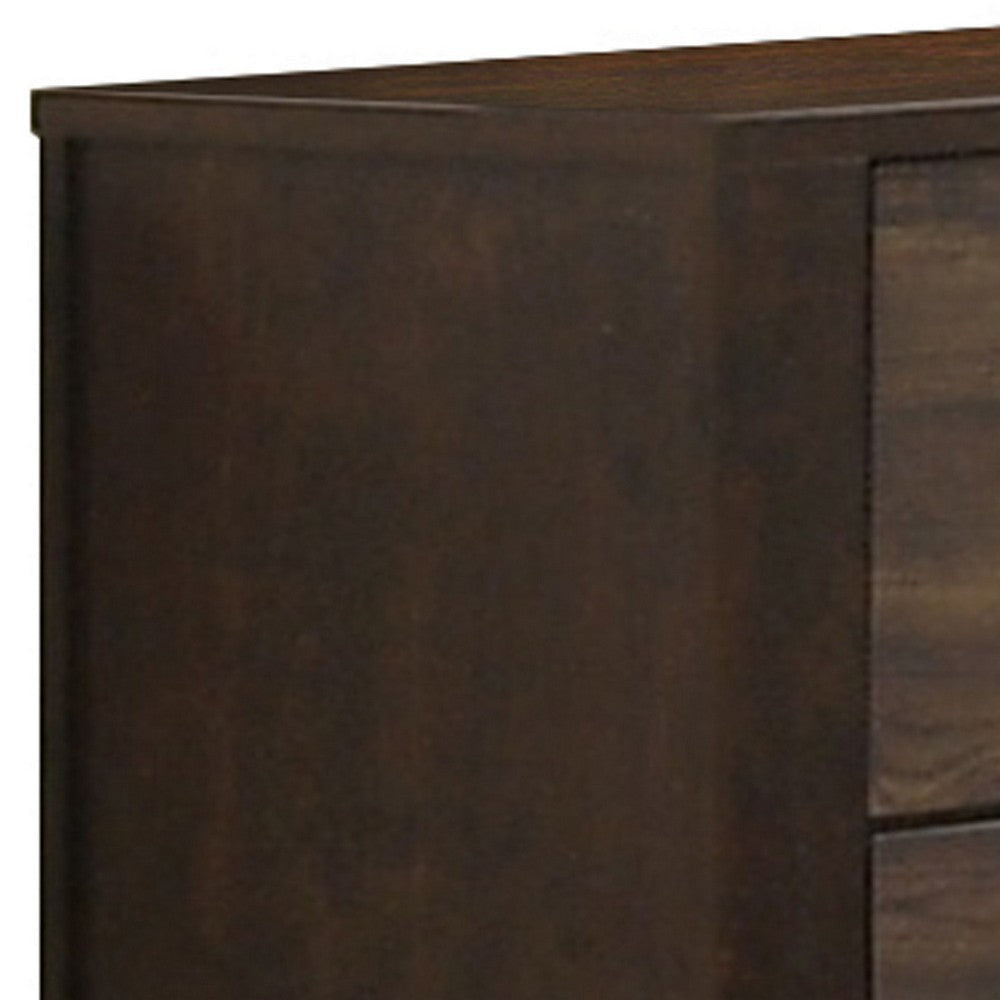 58 Inches 6 Drawer Wooden Dresser with Grains Rustic Brown By Casagear Home BM232620