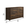 58 Inches 6 Drawer Wooden Dresser with Grains Rustic Brown By Casagear Home BM232620