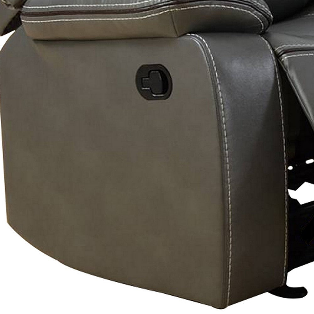 73 Inches Leatherette Motion Loveseat with Console Gray BM232626