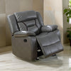 Ryder Glider Recliner | 37" | Faux Leather | Pillow Arms | Gray